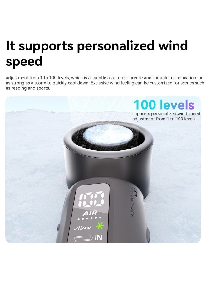 Amgras MetaHeld Fan Max portable handheld fan cooling ultra-high speed turbo fan 100-speed adjustment foldable 6000mAh (Starry Black) - Image 5
