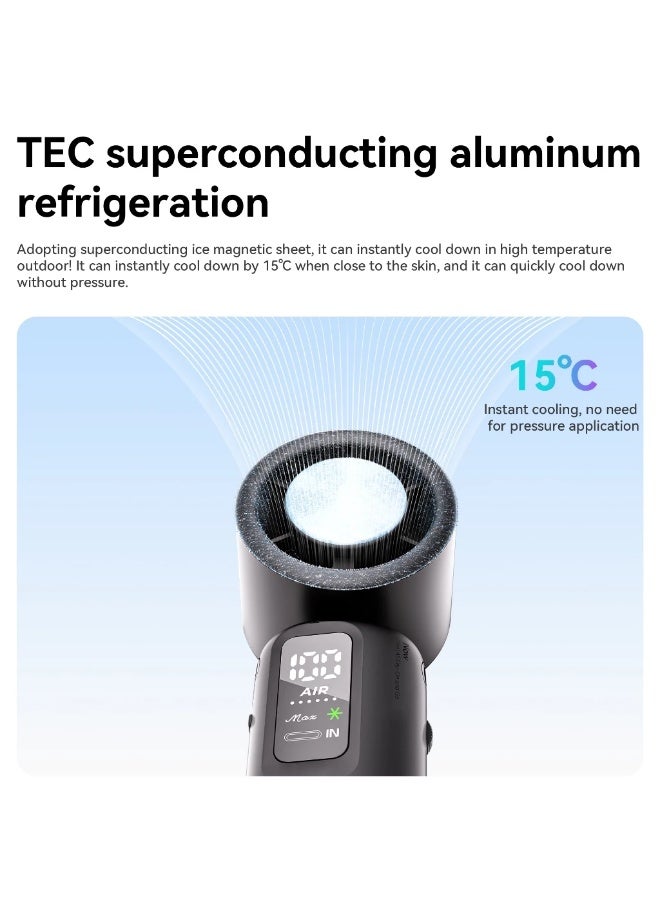 Amgras MetaHeld Fan Max portable handheld fan cooling ultra-high speed turbo fan 100-speed adjustment foldable 6000mAh (Starry Black) - Image 3