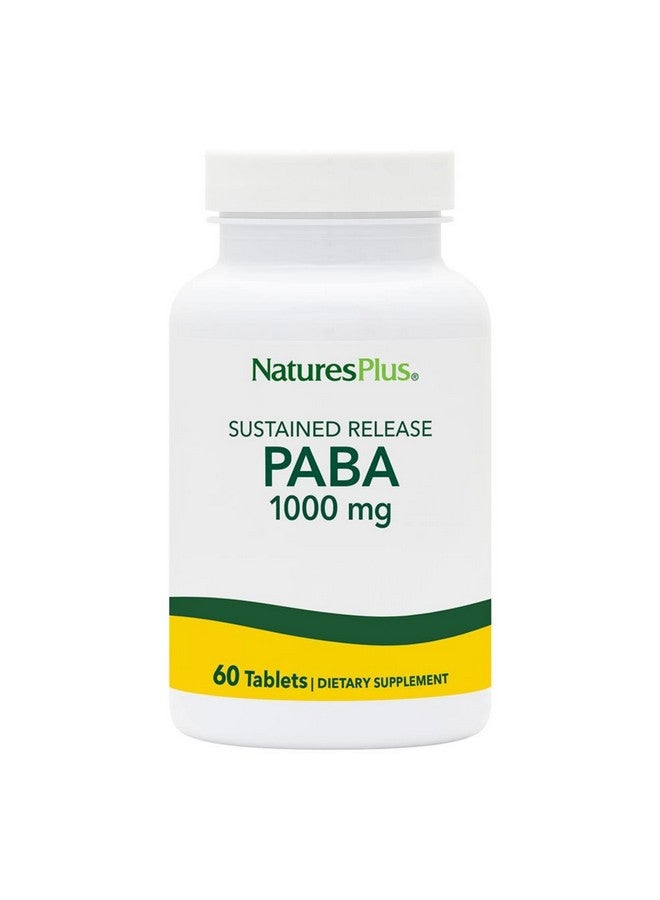 Nature's Plus ناتشرز بلس ببا إفراز مستدام (حمض بارا أمينوبنزويك) 1000 ملغ 60 قرص نباتي لدعم صحة الجلد يعزز إنتاج الطاقة خالي من الغلوتين 60 حصة - Image 2