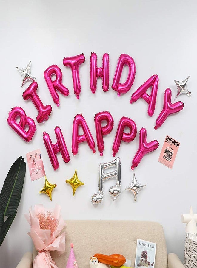KALOR Hot Pink Happy Birthday Balloons Banner, 16 Inch Mylar Foil Letters Balloon Sign for Birthday Party Decorations Photo Booth Backdrop - Image 2