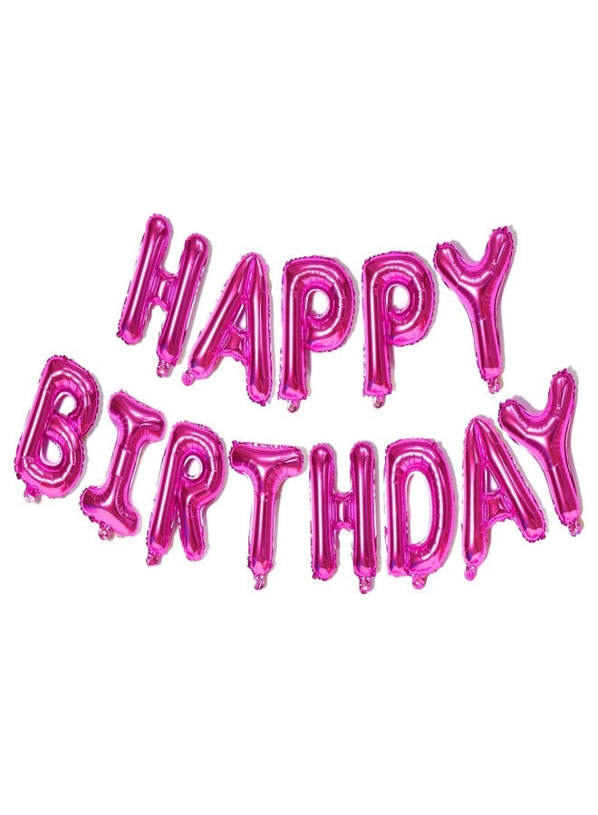KALOR Hot Pink Happy Birthday Balloons Banner, 16 Inch Mylar Foil Letters Balloon Sign for Birthday Party Decorations Photo Booth Backdrop - Image 1