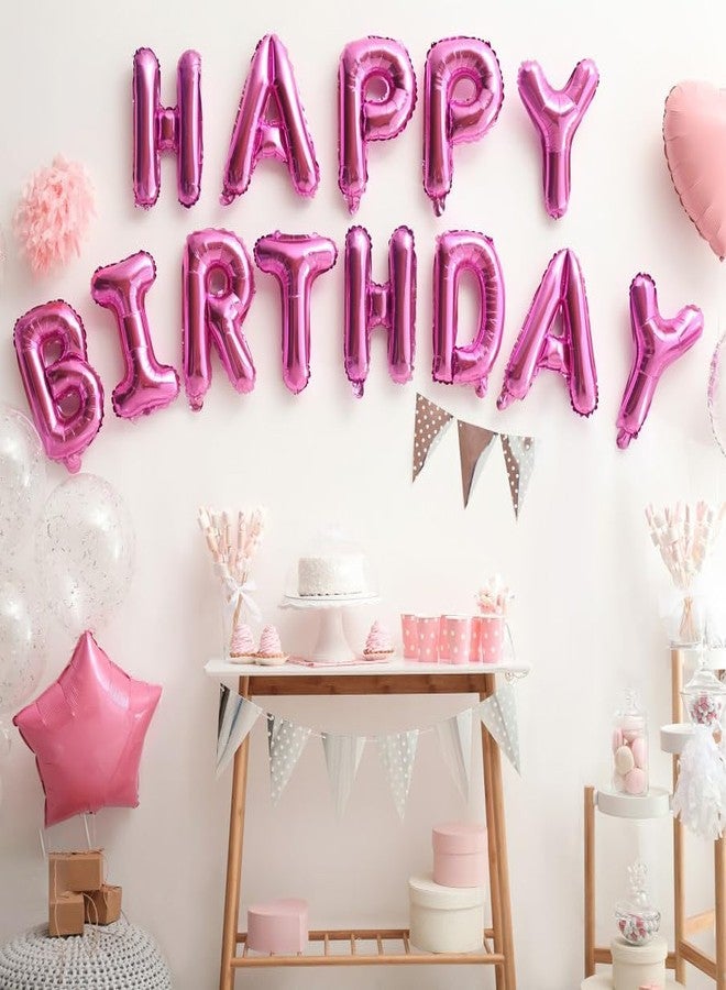 KALOR Hot Pink Happy Birthday Balloons Banner, 16 Inch Mylar Foil Letters Balloon Sign for Birthday Party Decorations Photo Booth Backdrop - Image 4