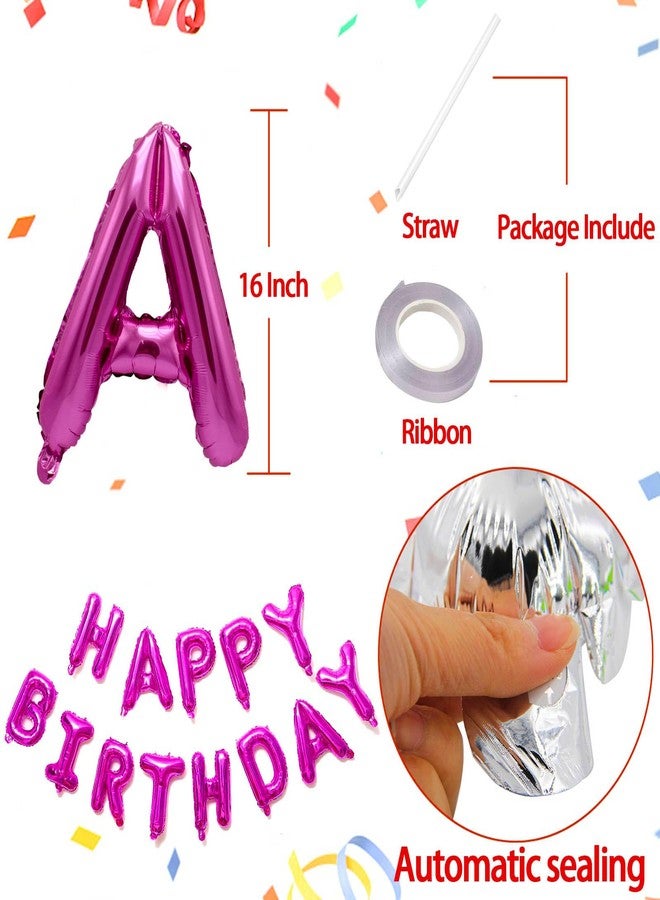 KALOR Hot Pink Happy Birthday Balloons Banner, 16 Inch Mylar Foil Letters Balloon Sign for Birthday Party Decorations Photo Booth Backdrop - Image 3