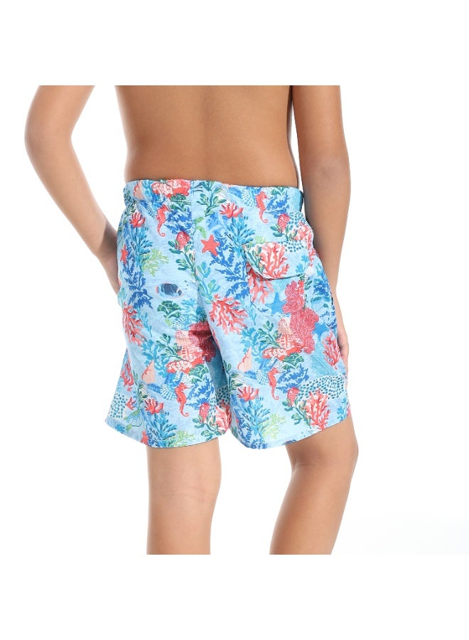 Andora Seaworld Boys Swimsuit With Elastic Waist - Blue & Orange_Multicolour - Image 3