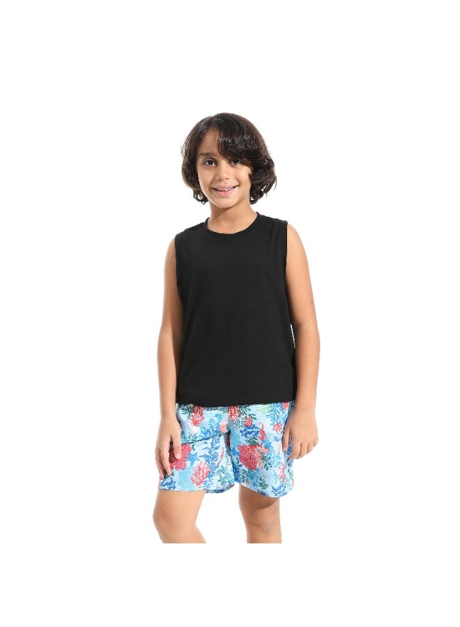 Andora Seaworld Boys Swimsuit With Elastic Waist - Blue & Orange_Multicolour - Image 2