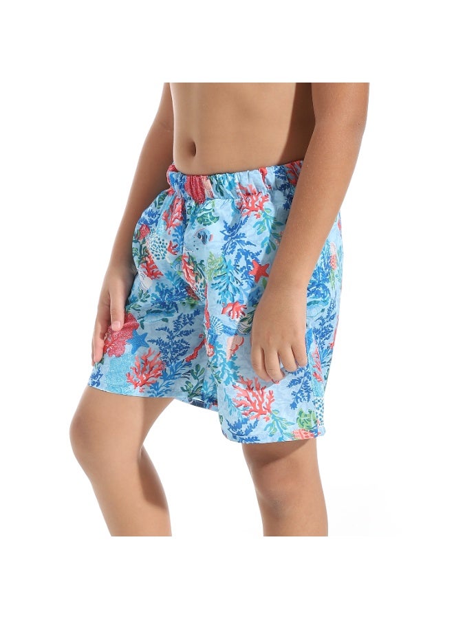 Andora Seaworld Boys Swimsuit With Elastic Waist - Blue & Orange_Multicolour - Image 5