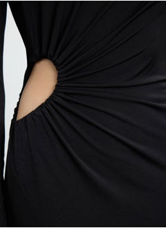 trendyol Black Cut Out/Window Detailed Knitted Midi Elegant Evening Dress TPRAW25EL00053  - Image 4