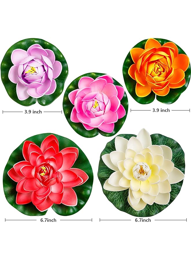 erorex 14Pcs Lily Pads For Ponds Artificial Lotus Realistic Water Lily Pads Leaves And Floating Foam Lotuses For Garden Koi Fish Pond Aquarium Pool Wedding Decor  - Image 2