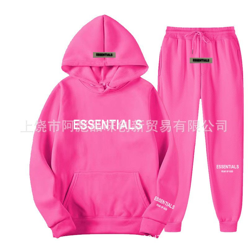 Fearofgod Essentials Hoodie Set With Logo Print Unisex Sweatshirt F Trendy Outfit - Image 1