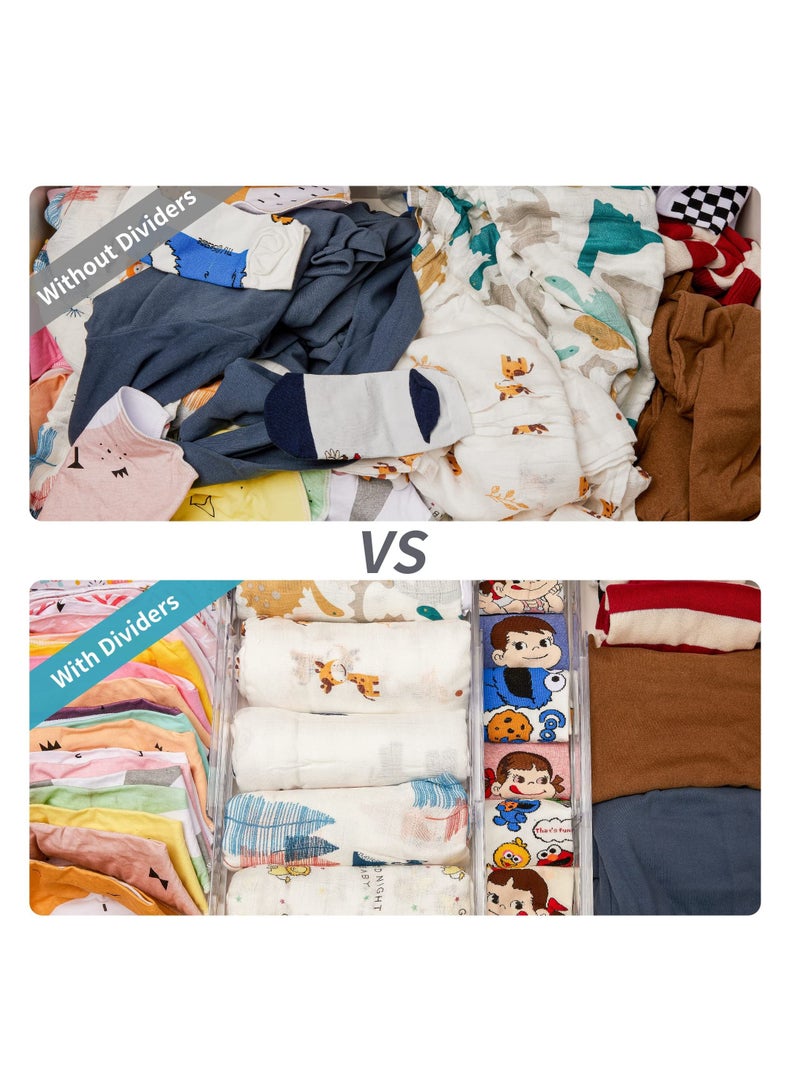 KASTWAVE Drawer Dividers Organizers 4 Pack,Adjustable 3.2" High Expandable from 12.2-21.7" Kitchen Organizer, Clear Plastic Drawers Separators for Clothing, Utensils and Office Storage - Image 4