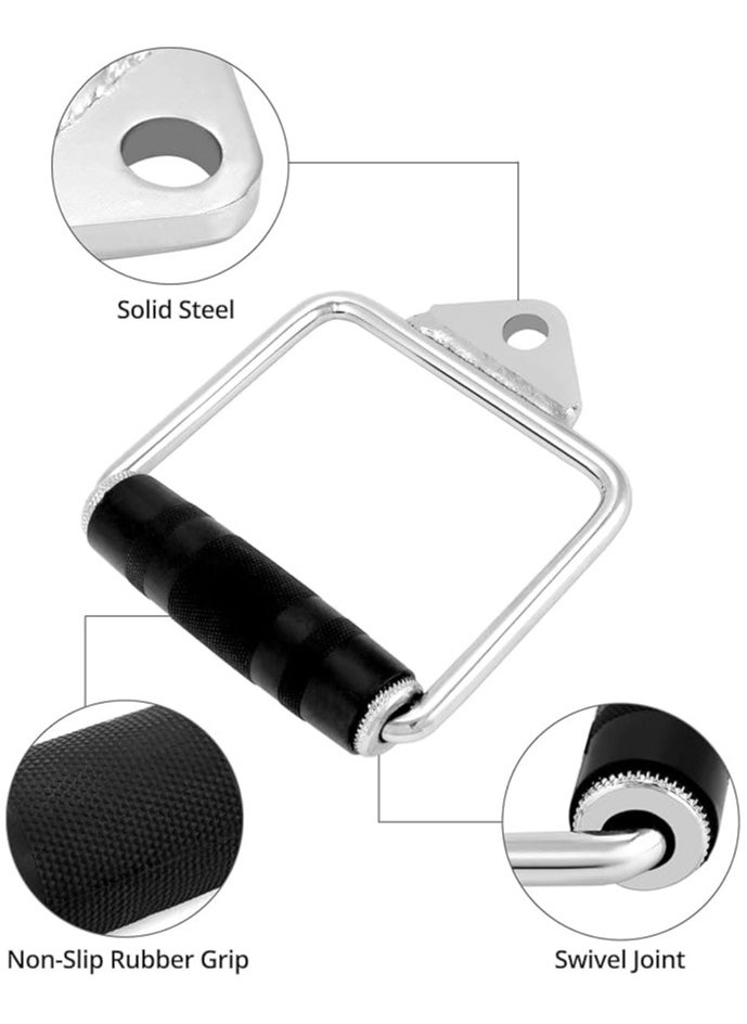 QWORK QWORK 2-piece cable pull handles with rubber grip, lat pull handle for training on the cable pull  - Image 3