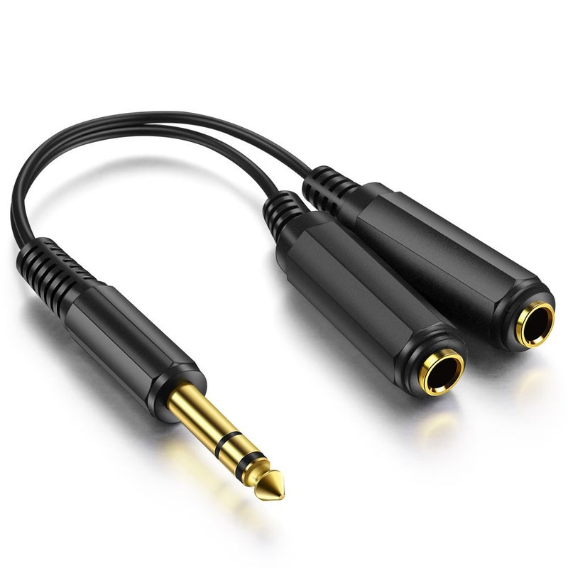 OBVIS ICESPRING 1/4" 6.35mm Stereo Plug/Male to Dual 1/4" 6.35mm Jack/Female Splitter Adapter Cable Converter 0.6 feet - Image 2