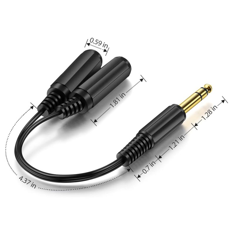 OBVIS ICESPRING 1/4" 6.35mm Stereo Plug/Male to Dual 1/4" 6.35mm Jack/Female Splitter Adapter Cable Converter 0.6 feet - Image 3