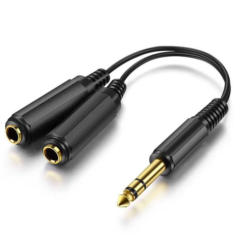 OBVIS ICESPRING 1/4" 6.35mm Stereo Plug/Male to Dual 1/4" 6.35mm Jack/Female Splitter Adapter Cable Converter 0.6 feet - Image 1
