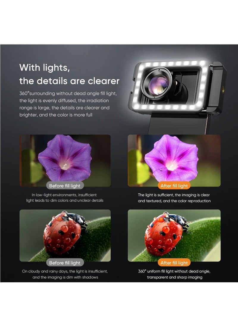 APEXEL - New Upgraded 4k HD 100mm macro lens With LED Fill Light Universal Clamp Micro Lenses for Samsung all smartphones - Image 1