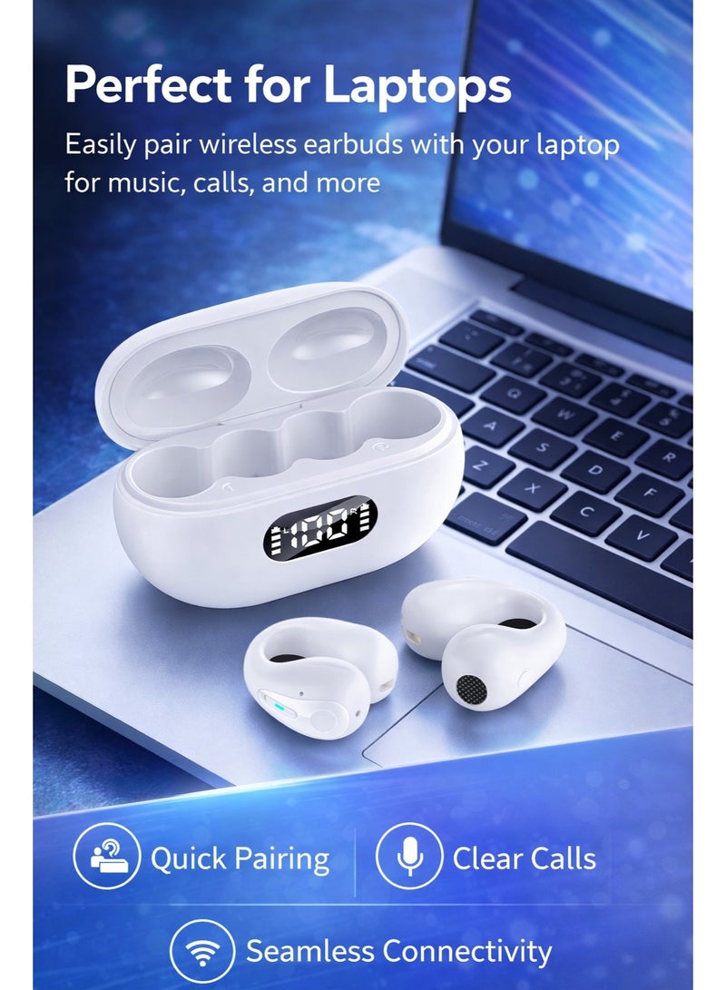 سماعات أذن لاسلكية بتقنية Bluetooth 5.3، صوت ستيريو عالي الدقة (Hi-Fi)، علبة شحن مزودة بشاشة LED، تحكم باللمس، اقتران تلقائي، مقاومة للماء؛ متوافقة مع أجهزة أندرويد وآيفون وآيباد والكمبيوتر المحمول. - Image 3