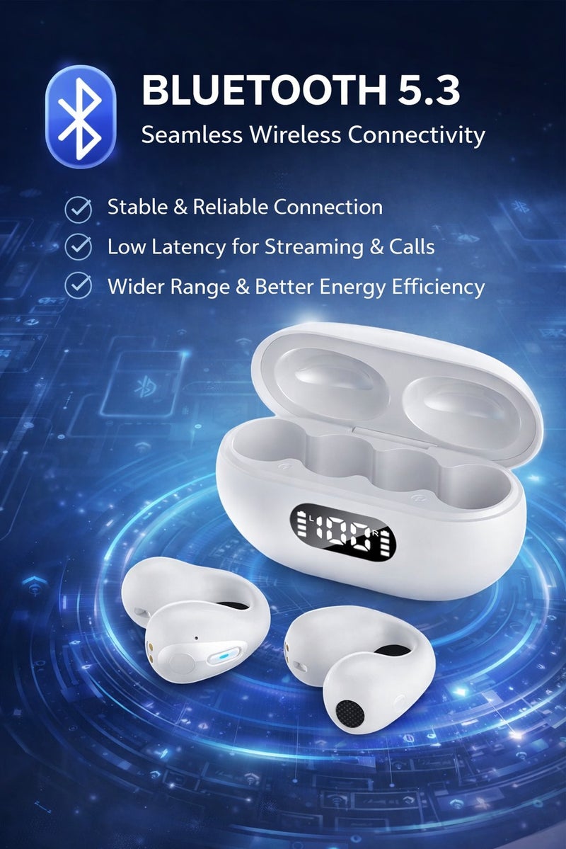 سماعات أذن لاسلكية بتقنية Bluetooth 5.3، صوت ستيريو عالي الدقة (Hi-Fi)، علبة شحن مزودة بشاشة LED، تحكم باللمس، اقتران تلقائي، مقاومة للماء؛ متوافقة مع أجهزة أندرويد وآيفون وآيباد والكمبيوتر المحمول. - Image 4