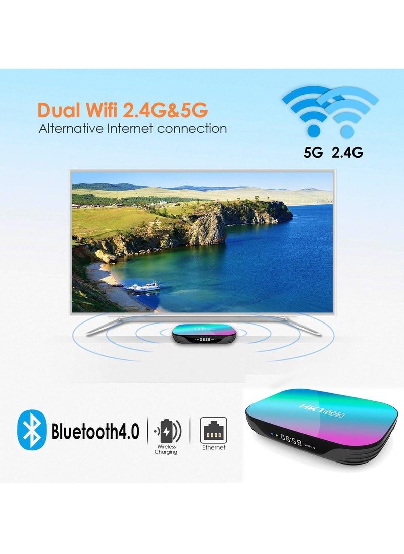 TIGER - HK1 Box Android TV Box with 4GB RAM and 32GB ROM | S905X3 Quad-Core Processor for Ultra-Fast Performance and Smooth Multitasking | 4K UHD Streaming with Stunning Picture Quality | Android OS Smart TV Box with Google Play Access | WiFi Media Sharing via AirPlay, DLNA, Miracast | USB, TF Card Slot, HDMI Support for Versatile Connectivity - Image 1