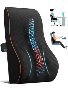 Brinaoki Lumbar Support Pillow for Office Chair Back Support Pillow for Car Computer Gaming Chair Recliner Memory Foam Back Cushion for Pain Relief Improve Posture Mesh Cover Double Adjustable Straps Black  - Image 1