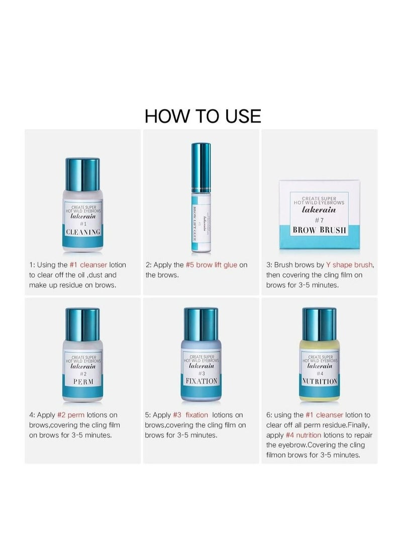 Instant Eyebrow Tint Semi Permanent Eyebrow Dye Safe & Professional Eyebrow Tinting Kit Suitable For Salon and Home Use Lasting For Long Lasting Experience Eyebrow hair Lifting 7 Pieces Set