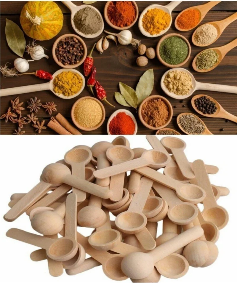 Ball Honey Wooden Wooden Spice and Jam Spoon 6 Pieces