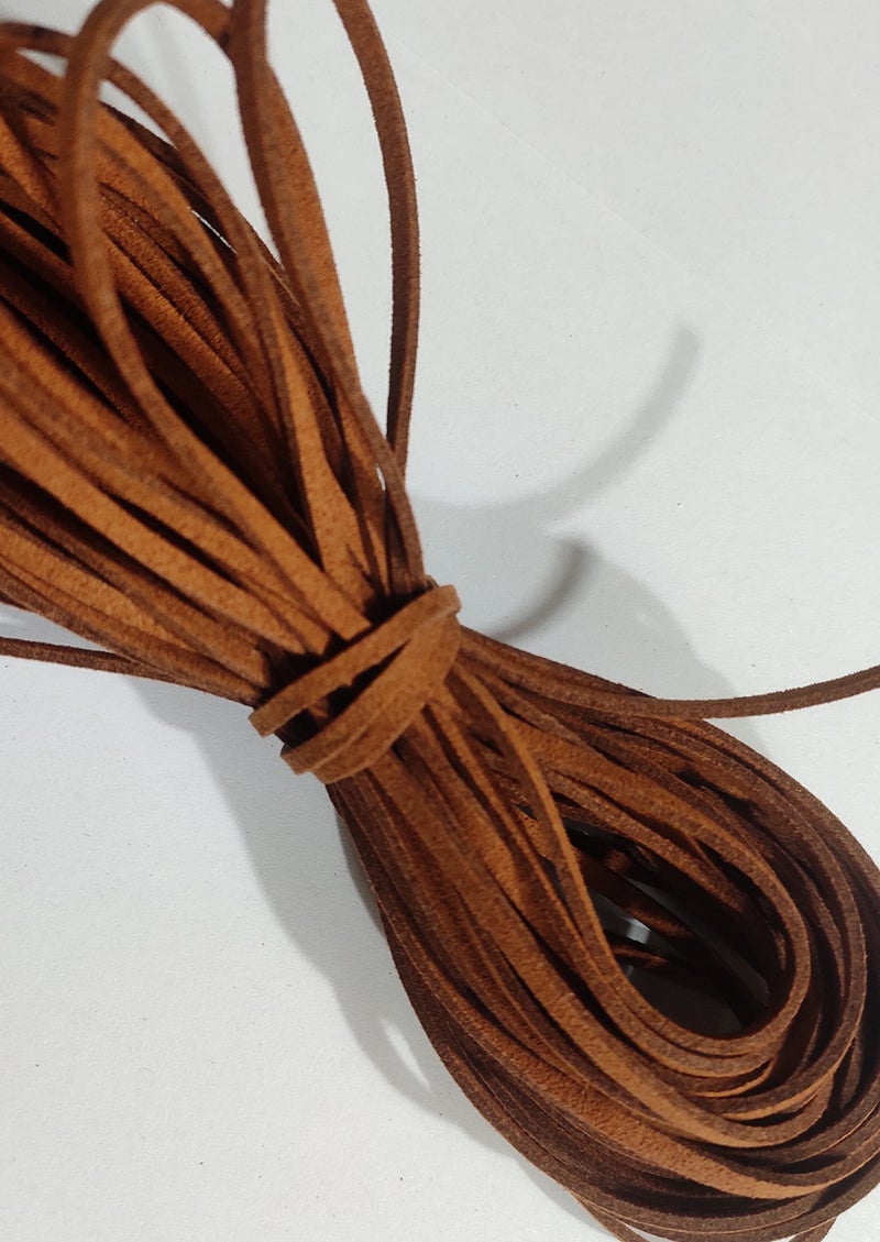 OMX Size - 3mm x1.4mm Faux Flat Suede Cord Roll String Korean Leather Lace Beading Thread Suede Lace Leather Cording for Jewelry Makings (10 Mtr, Brown) - Image 2