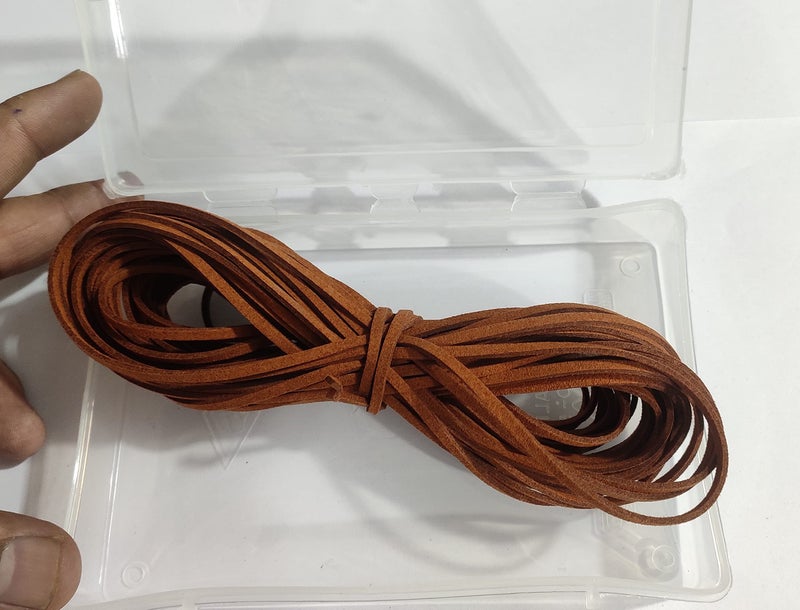 OMX Size - 3mm x1.4mm Faux Flat Suede Cord Roll String Korean Leather Lace Beading Thread Suede Lace Leather Cording for Jewelry Makings (10 Mtr, Brown) - Image 5