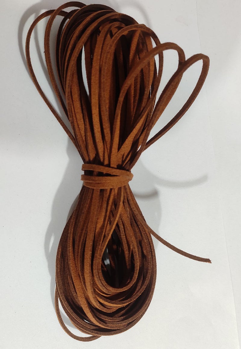 OMX Size - 3mm x1.4mm Faux Flat Suede Cord Roll String Korean Leather Lace Beading Thread Suede Lace Leather Cording for Jewelry Makings (10 Mtr, Brown) - Image 1
