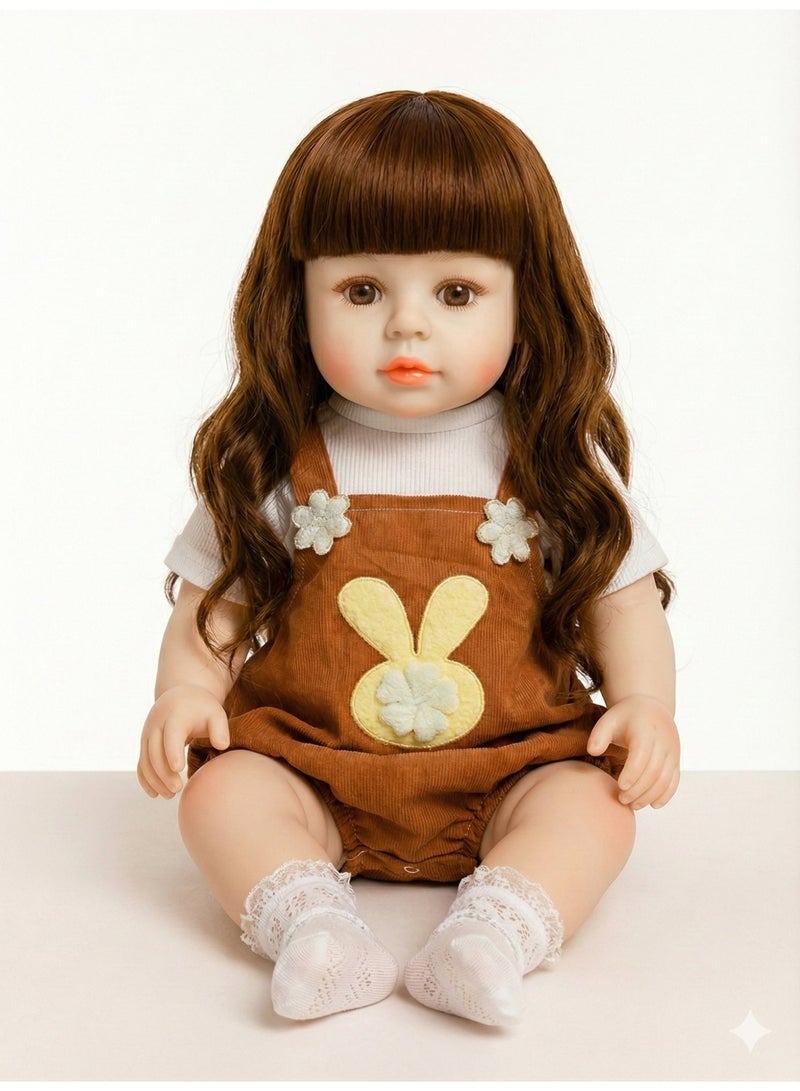 REZZOSS Baby Doll for Girls 3-Pack Realistic Reborn Soft Dolls for Girls – Soft Vinyl Silicone Toddler Toys with Long Silky Hair & Fashionable Outfits | Lifelike Newborn Girl Gift Set | Bunny, Unicorn & Checkered Clothes Collection | 18-Inch Posable Play Doll - Image 3