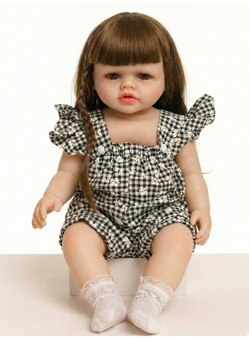 REZZOSS Baby Doll for Girls 3-Pack Realistic Reborn Soft Dolls for Girls – Soft Vinyl Silicone Toddler Toys with Long Silky Hair & Fashionable Outfits | Lifelike Newborn Girl Gift Set | Bunny, Unicorn & Checkered Clothes Collection | 18-Inch Posable Play Doll - Image 5