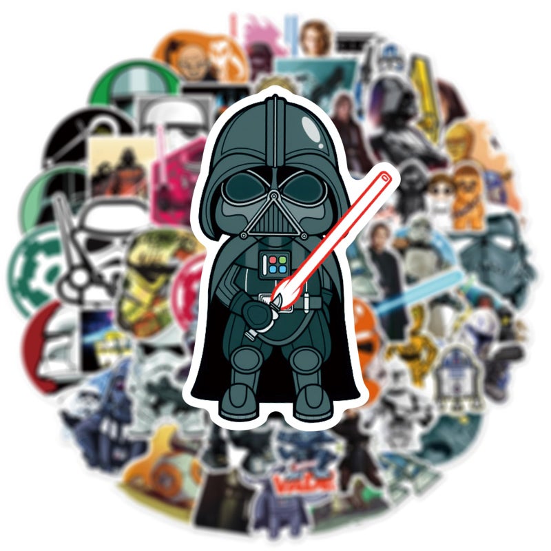 PWSTY 50Pcs Cute Cartoon Star War Character Stickers - Movie Decorative Waterproof Decal Stickers for Kids, Teens & Adults for Water Bottle Laptop Toy Sticker (Star War) - Image 3