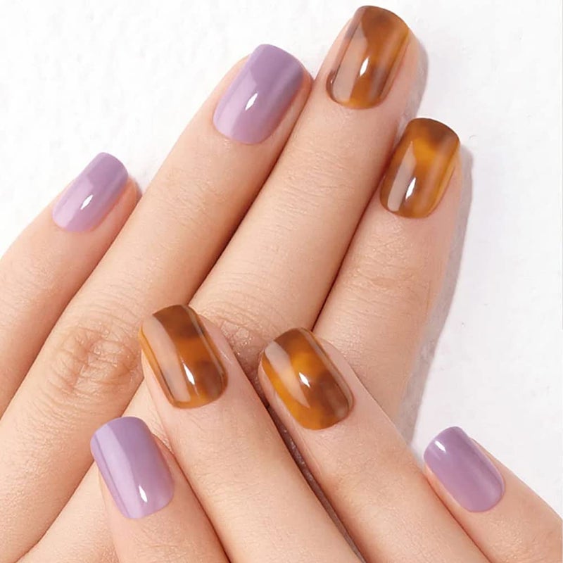 DASHING DIVA أظافر داشينغ ديفا ماجيك بريس بوردو شاين قصيرة مربعة الشكل قابلة للتثبيت تدوم طويلاً نمط الفهد بنفسجي - Image 2