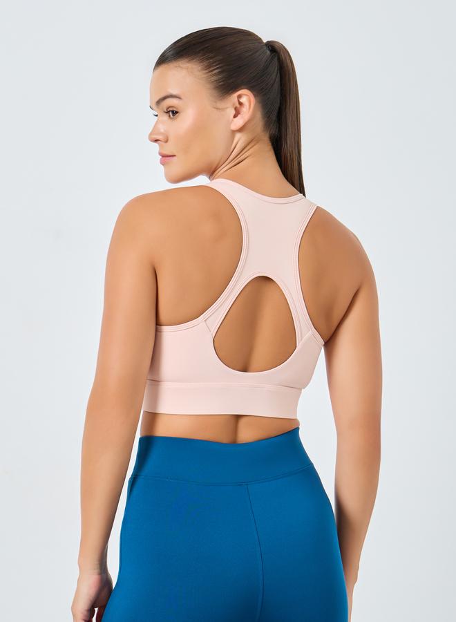 Styli Active Racerback Peep Front Zip Up Medium Support Sports Bra - Image 4