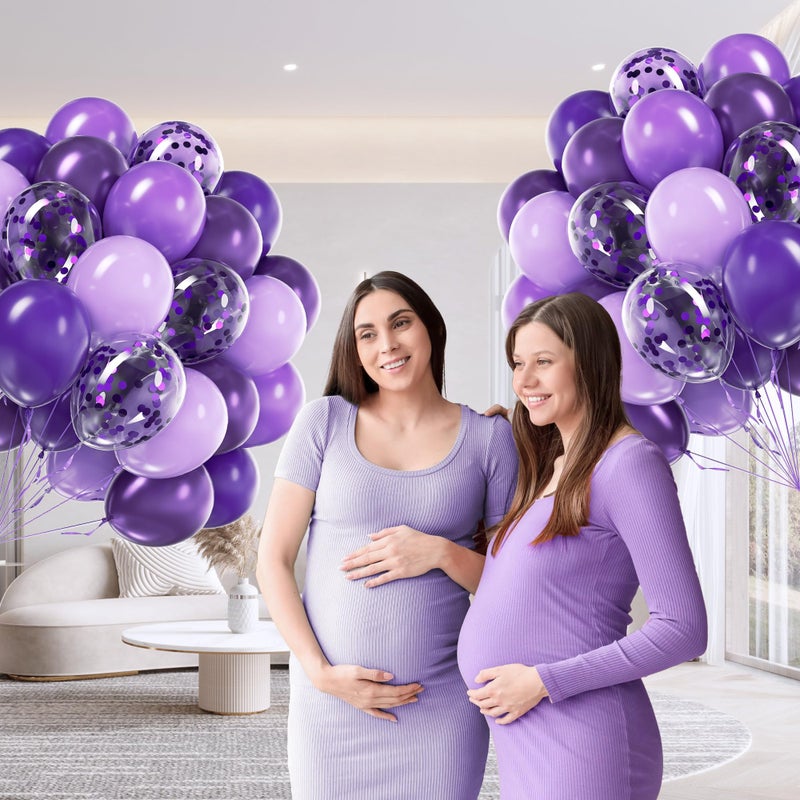 awenztech 60pcs Purple Balloons 12inch with Metallic Pastel Dark Purple Confetti Balloons for Purple Birthday Wedding Baby Shower Party Decorations - Image 5