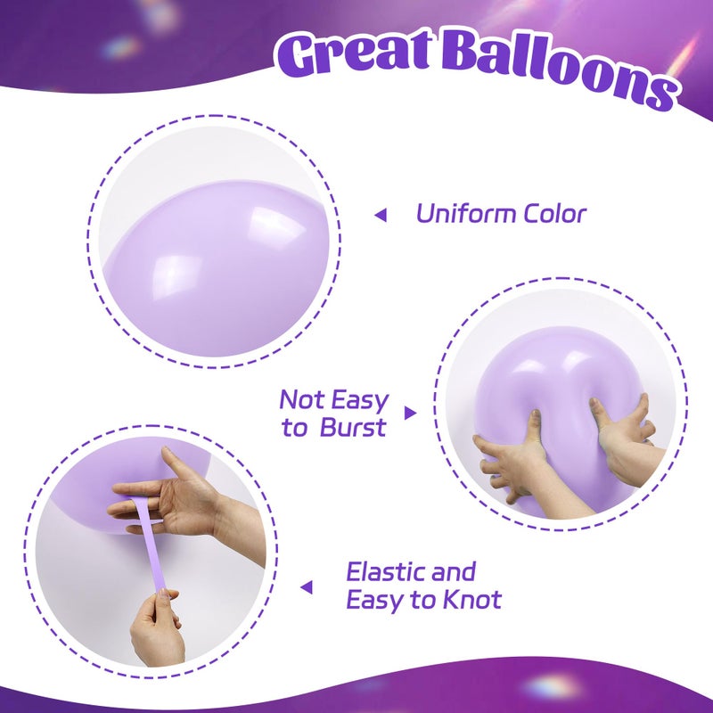 awenztech 60pcs Purple Balloons 12inch with Metallic Pastel Dark Purple Confetti Balloons for Purple Birthday Wedding Baby Shower Party Decorations - Image 3
