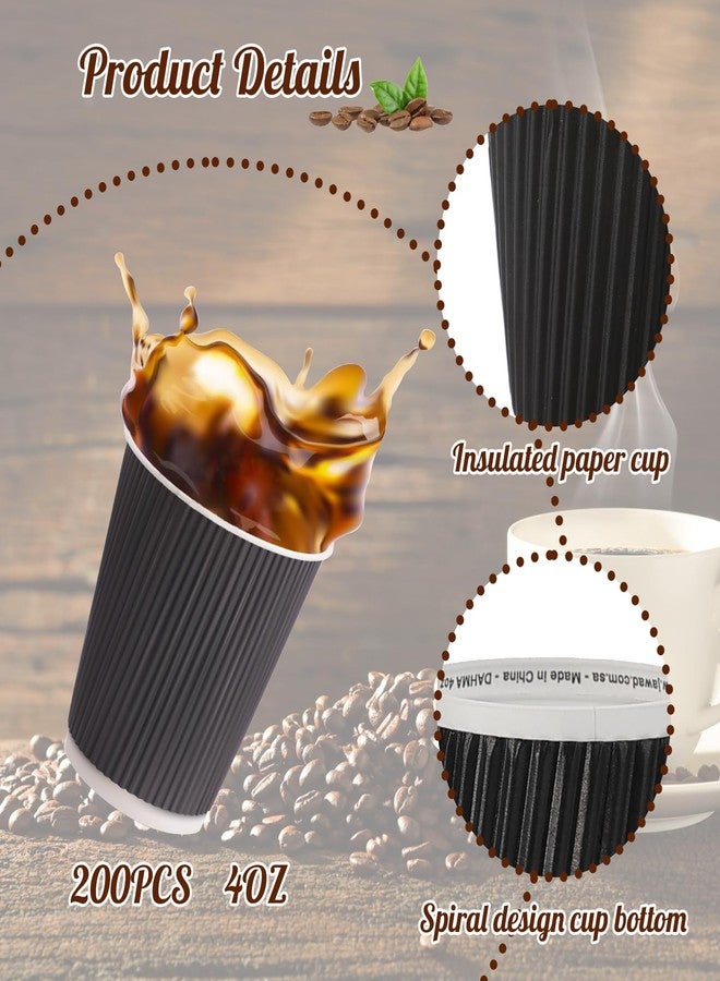 Tinsky 200 Pcs 4oz Paper Espresso Cups Ripple Wall Hot Cups For Coffee Disposable Coffee Cup Paper Hot/Cold Drinking Cups for Party, Picnic, Travel and Events (Black) - Image 4