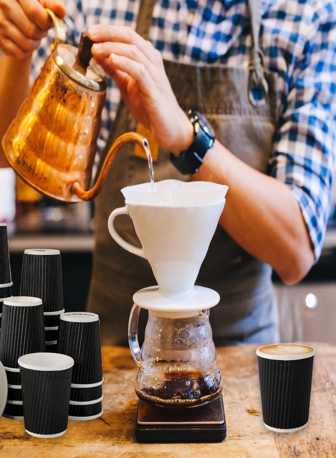 Tinsky 200 Pcs 4oz Paper Espresso Cups Ripple Wall Hot Cups For Coffee Disposable Coffee Cup Paper Hot/Cold Drinking Cups for Party, Picnic, Travel and Events (Black) - Image 3