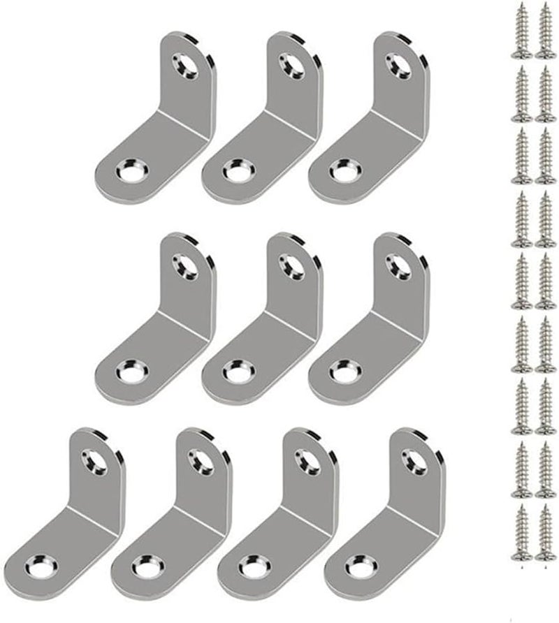 مجموعة أقواس L من الفولاذ المقاوم للصدأ 30x30x16مم مع مسامير لتثبيت الأثاث - Image 3