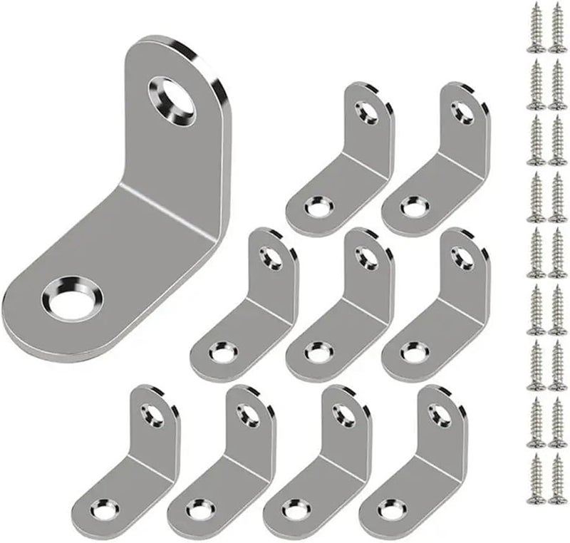 مجموعة أقواس L من الفولاذ المقاوم للصدأ 30x30x16مم مع مسامير لتثبيت الأثاث - Image 2