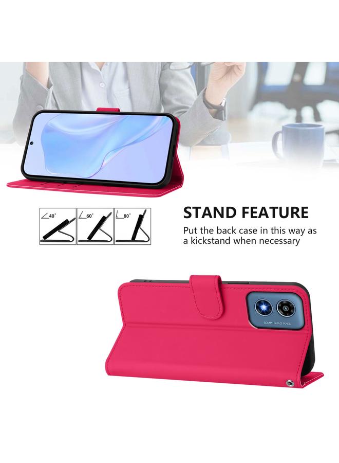 S-TOP Case For Motorola Moto G Play 4G 2024 Global Skin Feel Solid Color Leather Phone Case with Lanyard - Image 3