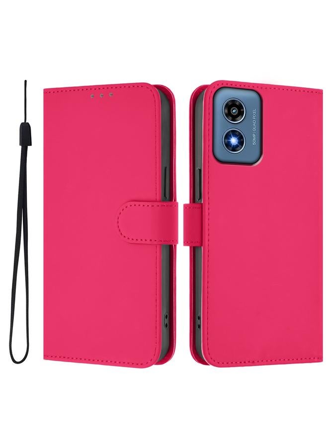S-TOP Case For Motorola Moto G Play 4G 2024 Global Skin Feel Solid Color Leather Phone Case with Lanyard - Image 2