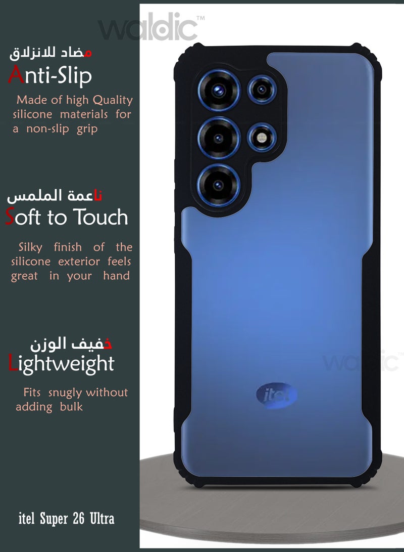 itel Super 26 Ultra Premium Case | Premium Silicone Case Cover Designed for itel Super 26 Ultra | itel Super 26 Ultra Case Acrylic Crystal Clear 360 Degree Protection TPU+PC Back Cover Case for itel Super 26 Ultra - Clear/Black - view 2