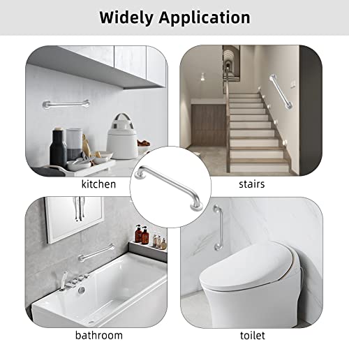 Supwish Shower Grab Bars Brushed Nickel 12" x 1 1/4", Stainless Steel Handicap Grab Bars for Bathroom Bathtub Toilet, Shower Handle Safety Bars Hand-Rail Support for Elderly Seniors Pregnant Children - Image 4