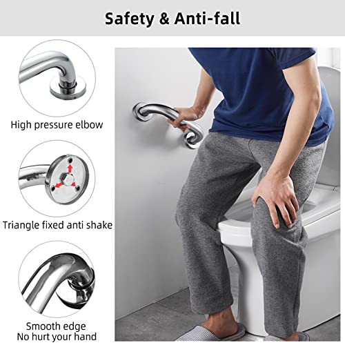 Supwish Shower Grab Bars Brushed Nickel 12" x 1 1/4", Stainless Steel Handicap Grab Bars for Bathroom Bathtub Toilet, Shower Handle Safety Bars Hand-Rail Support for Elderly Seniors Pregnant Children - Image 3