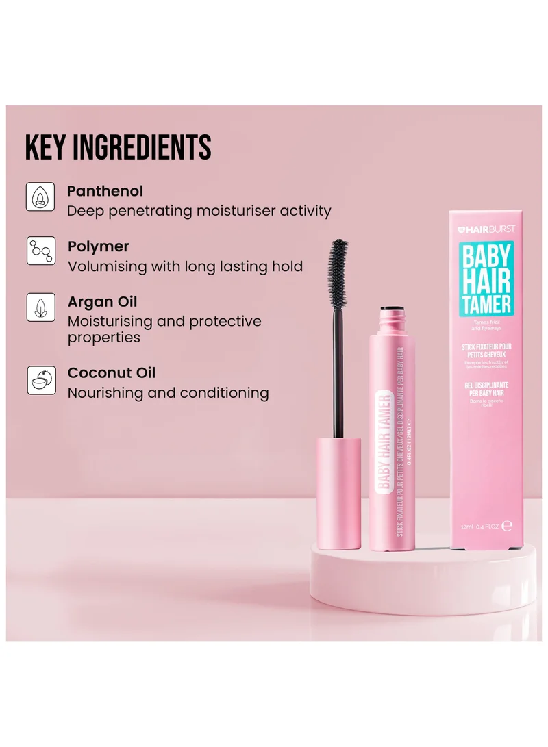 هيربرست Baby Hair Tamer Stick - Instant Smoothing & Finishing Baby Hair Flyaway Tamer, Non-Greasy Hair Frizz Control Brush with Nourishing Coconut & Argan Oils, Vegan & Cruelty-Free