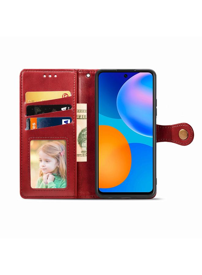 S-TOP Case For Huawei P Smart 2021 Retro Solid Color Leather Buckle Phone Case with Lanyard & Photo Frame & Card Slot & Wallet & Stand Function - Image 4