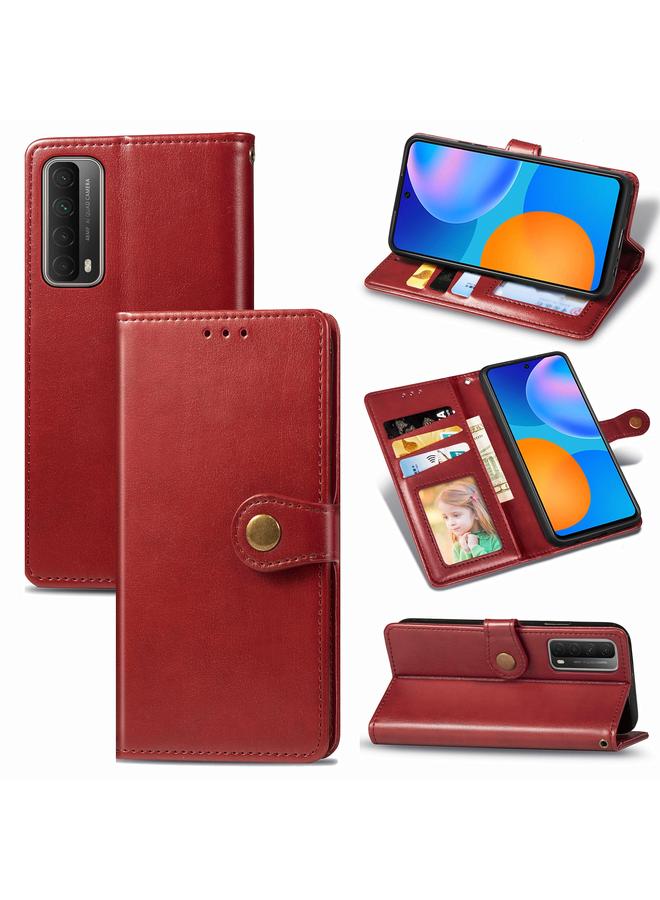 S-TOP Case For Huawei P Smart 2021 Retro Solid Color Leather Buckle Phone Case with Lanyard & Photo Frame & Card Slot & Wallet & Stand Function - Image 1
