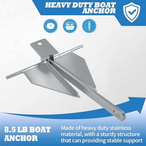 Jecoupoon 5lb 8.5 lb Heavy Duty Anchor Kit Portable Anchor with Anchor Chain and Anchor Rope Set Fit for Different Type Boats (8.5 lbs) - Image 5