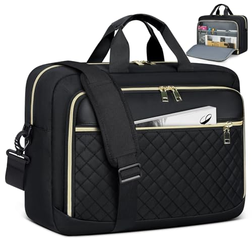 NEWHEY Laptop Bag 17.3 Inch Laptop Briefcase for Women Men Waterproof Shoulder Messenger Bag Large Computer Bag for Business Office Work College, Black - Image 1