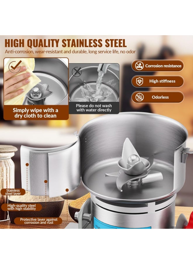 Silver Crest 500g Electric Powder Grinder Machine 2500W Heavy Duty Stainless Steel Spice Herb Coffee Grinding Mill for Home Kitchen Commercial Use with High Speed Motor and Safety Lock Design - Image 5